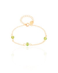Pulseira Infantil Elos Cristais Ligth Green 4 mm Banhado a Ouro 18K