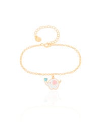 Pulseira Infantil Elos Elefante 1.0 cm Banhado a Ouro 18K