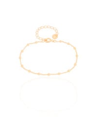 Pulseira Infantil Elos Bolinhas 2.5 mm Banhado a Ouro 18K