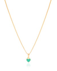 Gargantilha Infantil Coração Verde 7 mm Banhado a Ouro 18K - 35 cm