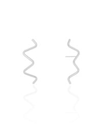 Brinco Fio Zig Zag Ródio Branco
