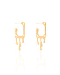 Brinco Argola Quadrada Lisa Derretida 3.5 cm Banhado a Ouro 18K