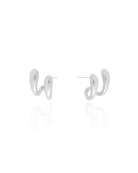 Brinco Dois Filetes Lisos 1.7 cm Ródio Branco