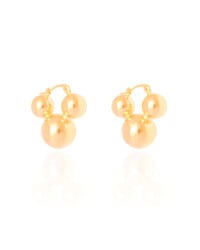 Brinco Argola Fecho Italiano Bolas Lisas 2.5 cm Banhado a Ouro 18K