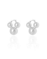 Brinco Argola Fecho Italiano Bolas Lisas 2.5 cm Ródio Branco