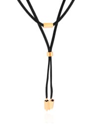 Gargantilha Gravata Dupla Camurça Preta Retângulos Banhado a Ouro 18K - 30 cm