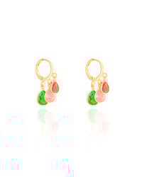 Brinco Argola Click Gotas Coloridas 2.5 cm Banhado a Ouro 18K