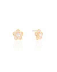 Brinco Flor Baguetes Cristal 1.3 cm Banhado a Ouro 18K