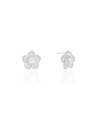 Brinco Flor Baguetes Cristal 1.3 cm Ródio Branco