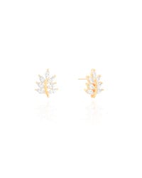 Brinco Folha Cristal 1.5 cm Banhado a Ouro 18K