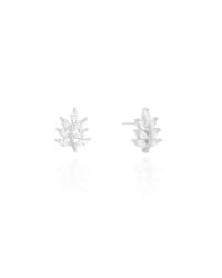 Brinco Folha Cristal 1.5 cm Ródio Branco