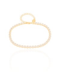 Pulseira Riviera Cravação Inglesa Cristal 3 mm Banhado a Ouro 18K