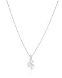 Gargantilha Veneziana Folha Navetes Cristal Ródio Branco - 45 cm