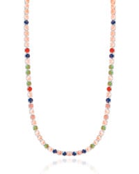 Gargantilha Riviera Colorida 3 mm Ródio Branco - 45 cm