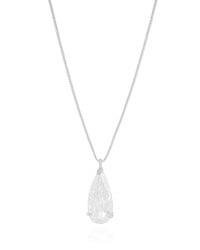 Gargantilha Longa Gota Cristal 2.6 cm Ródio Branco - 60 cm