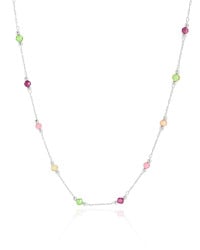 Choker Elos Cristais Coloridos 3 mm Ródio Branco