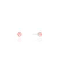 Brinco Ponto de Luz Safira Rosa 5 mm Ródio Branco