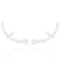 Ear Cuff Pontos de Luz Ovais Cravejado Cristal Ródio Branco