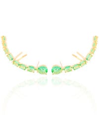 Ear Cuff Pontos de Luz Ovais Turmalina Cravejado Cristal Banhado a Ouro 18K