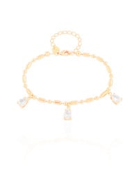Pulseira Gomos Gotas Cristal Banhado a Ouro 18K