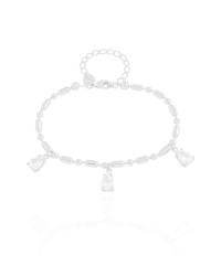 Pulseira Gomos Gotas Cristal Ródio Branco