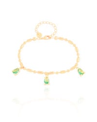 Pulseira Gomos Gotas Turmalina Banhado a Ouro 18K