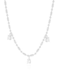Gargantilha Gomos Gotas Cristal Ródio Branco - 40 cm