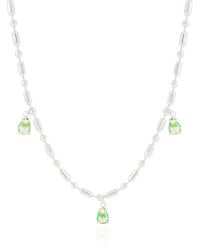 Gargantilha Gomos Gotas Turmalina Ródio Branco - 40 cm