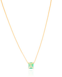 Gargantilha Pingente Retangular Turmalina Banhado a Ouro 18K - 45 cm