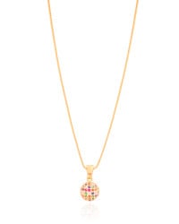 Gargantilha Veneziana Pingente Redondo Colorido Banhado a Ouro 18K - 45 cm