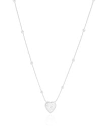 Gargantilha Veneziana Bolinhas Coração Cristal Ródio Branco - 45 cm