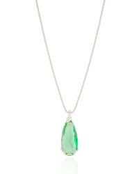 Gargantilha Longa Gota Turmalina 2.6 cm Ródio Branco - 60 cm