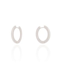 Brinco Argola Click Achatada Lisa 2.1 cm Ródio Branco