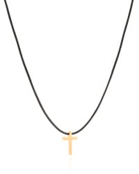 Choker Fio Coreano Preto Cruz Lisa Banhado a Ouro 18K