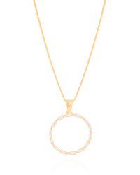 Gargantilha Veneziana Círculo Baguetes Cristal Banhado a Ouro 18K - 45 cm