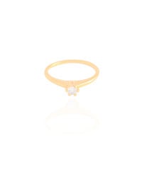 Anel Ponto de Luz Cristal Tamanho 15 Banhado a Ouro 18K