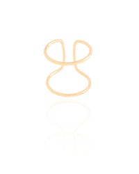 Anel Ajustável Fio Duplo Liso Tamanho P Banhado a Ouro 18K