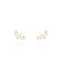 Ear Cuff Gotas Cristal 1.5 cm Banhado a Ouro 18K