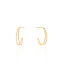 Brinco Argola Dois Filetes Lisos 2.1 cm Banhado a Ouro 18K