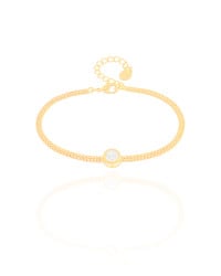 Pulseira Veneziana Dupla Ponto de Luz Cristal Banhado a Ouro 18K