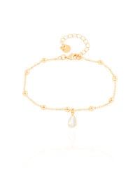 Pulseira Elos Bolinhas Gota Cristal Banhado a Ouro 18K