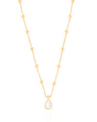 Gargantilha Elos Bolinhas Gota Cristal Banhado a Ouro 18K - 40 cm