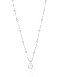 Gargantilha Elos Bolinhas Gota Cristal Ródio Branco - 40 cm