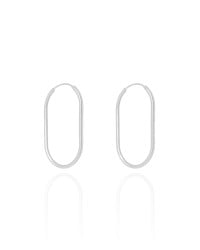 Brinco Argola Encaixe Fio Oval 3.1 cm Ródio Branco