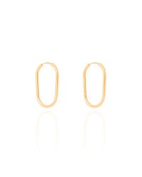 Brinco Argola Encaixe Fio Oval 2.2 cm Banhado a Ouro 18K