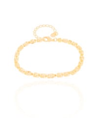 Pulseira Elos Quadrados 4 mm Banhado a Ouro 18K