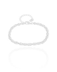 Pulseira Elos Quadrados 4 mm Ródio Branco