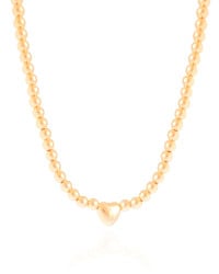 Choker Bolinhas Coração Liso Banhado a Ouro 18K